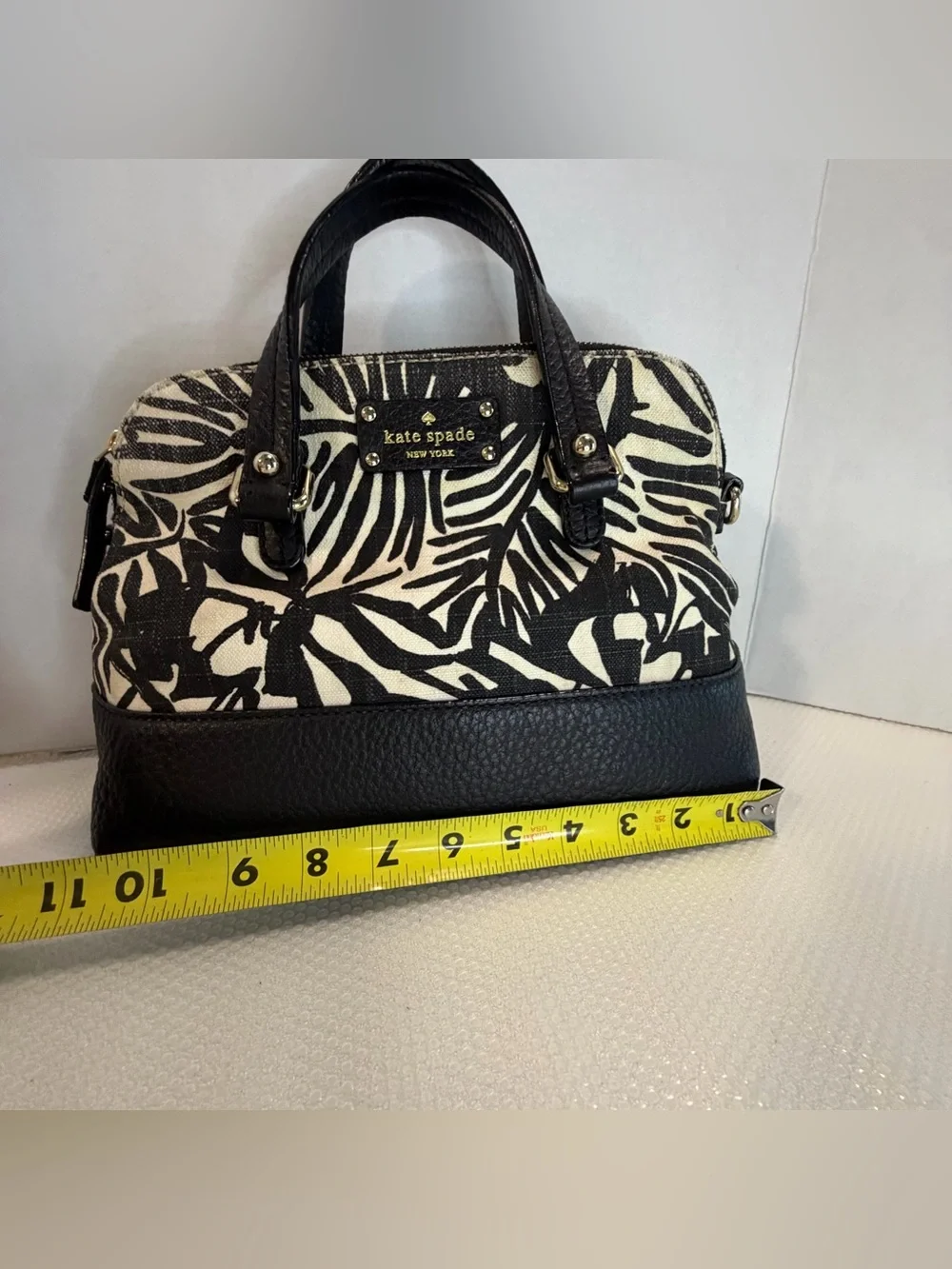 kate spade Black and Cream Botanical Print Satchel